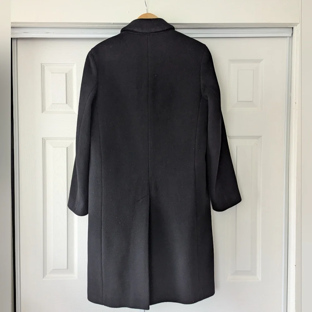 Calvin Klein Minimalist Black Wool Blend Long Coat Size 8
